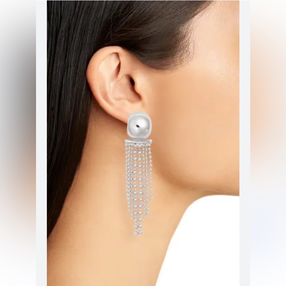 NWT OPEN EDIT Mixed Chain Fringe Hoop Earrings